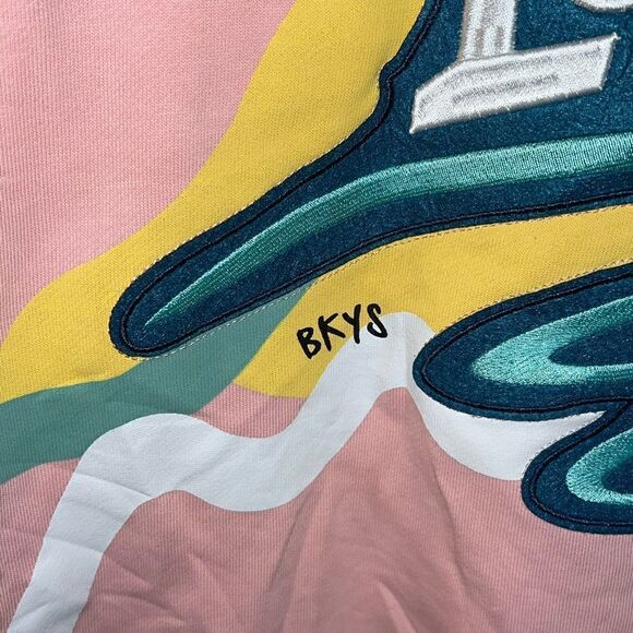 BKYS Stop and Look Back Mens Pink Multi Color Sweatshirt Sz L - Picture 7 of 7